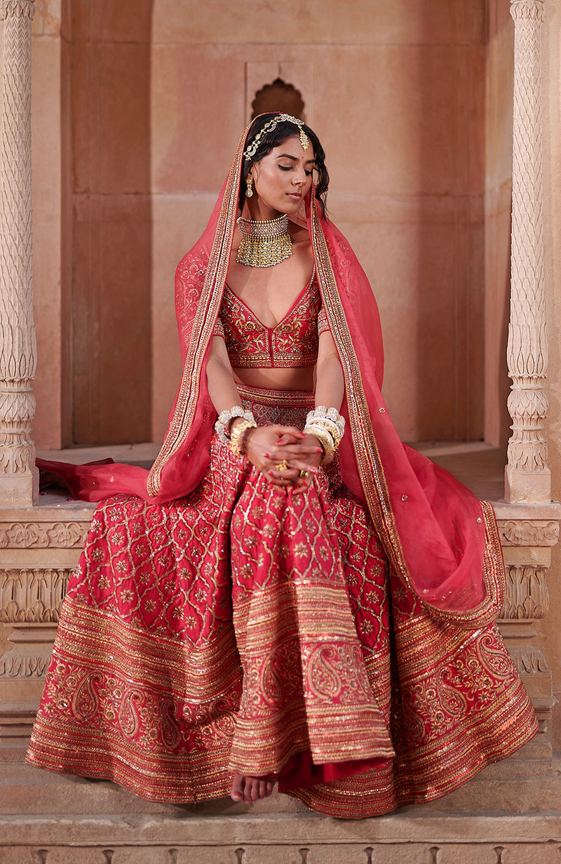 Flirtation Scarlet Red Lehenga Set