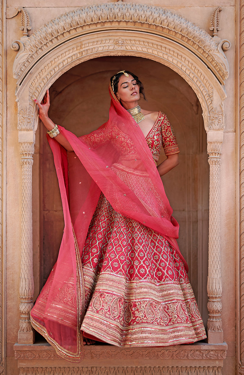 Flirtation Scarlet Red Lehenga Set