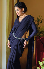 Classic Navy Blue Chiffon Saree