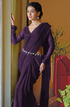 Classic Navy Blue Chiffon Saree