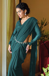 Classic Navy Blue Chiffon Saree