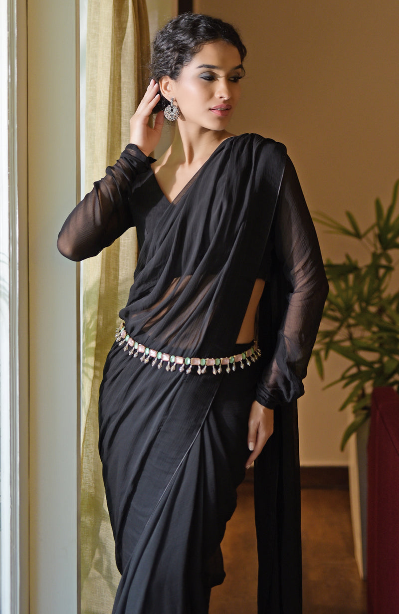 Classic Black Chiffon Saree