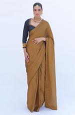 Gold Pure Tissue Saree & Zardozi Embroidered Blouse