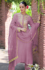 Mauve Marori Beads & Sequin Hand Embroidered Kurta Set