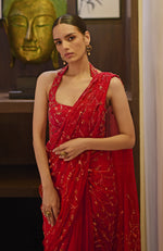 Scarlett Hand Embroidered Draped Saree Set