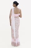 Sea Shells White-Pink Hand Embroidered Draped Saree Set