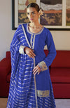 Royal Blue Leheriya Handcrafted Tie Dye & Kashmiri Tilla Sharara Set