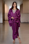 Plum Parsi Gara Embroidered Draped Skirt Set