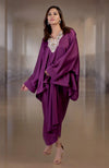 Plum Parsi Gara Embroidered Draped Skirt Set