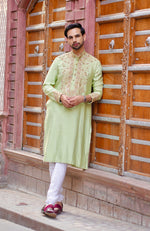 Pista Green Embroidered  Kurta Set
