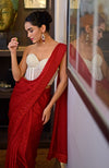 Divinity White Hand Embroidered Corset Saree Set