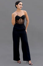 Elysian Black Hand Embroidered Corset and Pants Set