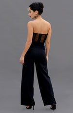 Elysian Black Hand Embroidered Corset and Pants Set