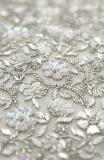 White Frost Hand Embroidered Jacket with Jumpsuit