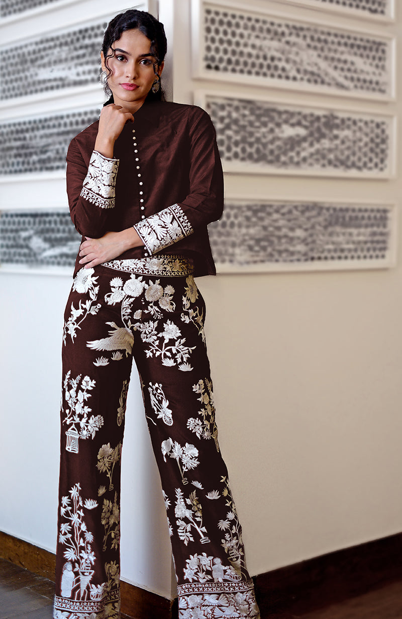 Black Parsi Gara Embroidered Co-Ord Set