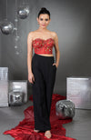 Madonna Pure Satin Floral Hand Embroidered Corset with Pants