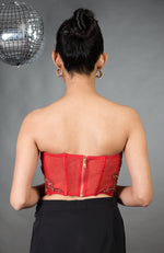 Madonna Pure Satin Floral Hand Embroidered Corset with Pants