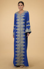 Cobalt Blue- Gold Kashmir Embroidered Kaftan