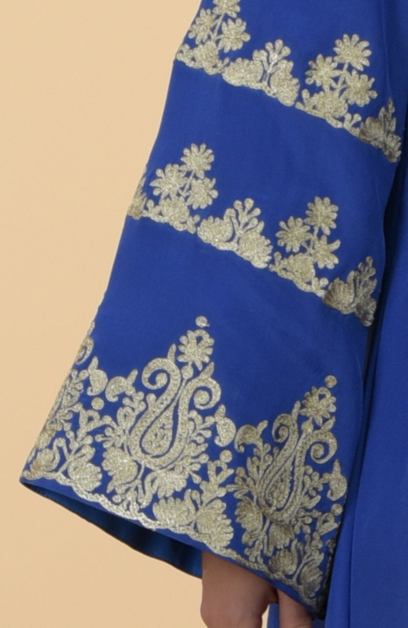 Cobalt Blue- Gold Kashmir Embroidered Kaftan