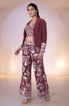 Plum Parsi Gara Embroidered Co-Ord Set