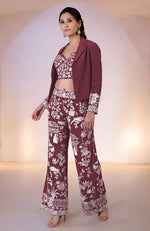 Plum Parsi Gara Embroidered Co-Ord Set