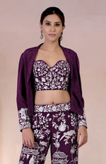 Plum Parsi Gara Embroidered Co-Ord Set