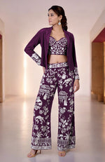 Plum Parsi Gara Embroidered Co-Ord Set