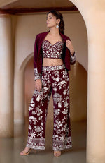 Plum Parsi Gara Embroidered Co-Ord Set