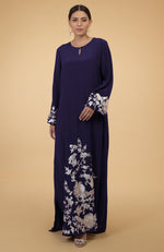 Muted Mustard Floral & Birds Embroidered Kaftan