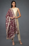 Maroon-Ivory Parsi Gara Pure Pashmina Shawl