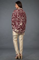 Maroon-Ivory Parsi Gara Pure Pashmina Shawl
