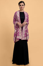 Magenta Parsi Gara Pure Pashmina Shawl