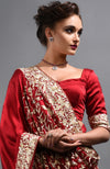 Red- Beige Parsi Gara Hand Embroidered Saree