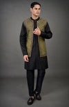 Olive Hand Embroidered Abstract Jacket Set