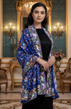 Royal Blue Parsi Gara Pure Pashmina Shawl