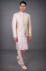 Barely Pink Chikankari Embellished Bandhgala Set