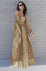 Beige Parsi Gara Embroidered Jacket Set