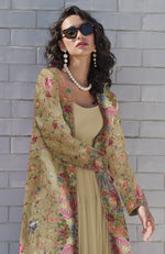Beige Parsi Gara Embroidered Jacket Set
