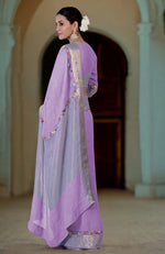 Lilac Breeze Parsi Gara Embroidered Linen Saree