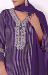 Mulled Grape Gota & Tilla Embroidered Silk Linen Suit