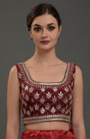 Burgundy Embroidered Gota Patti Saree