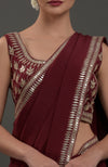 Burgundy Embroidered Gota Patti Saree