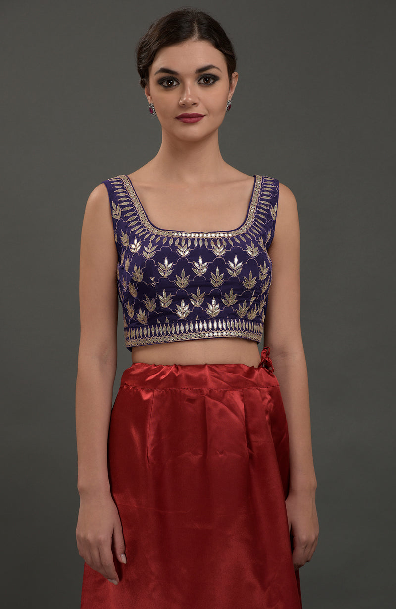 Oceanside Blue Hand Embroidered Gota Patti Blouse