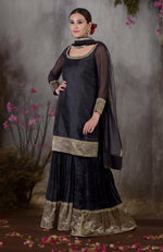 Black-Gold Banarasi Embroidered Sharara Set