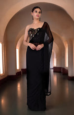 Woodstock Hand Embroidered Corset and Saree Set