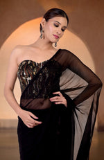 Woodstock Hand Embroidered Corset and Saree Set