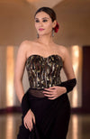 Woodstock Hand Embroidered Corset and Saree Set