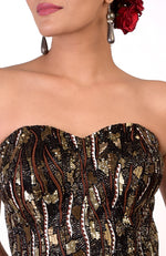 Woodstock Hand Embroidered Corset and Saree Set