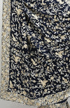 Navy Blue- Beige Parsi Gara Hand Embroidered Saree
