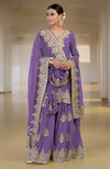 Bog Green Gold Kashmiri Tilla & Zardozi Hand Embroidered Sharara Set